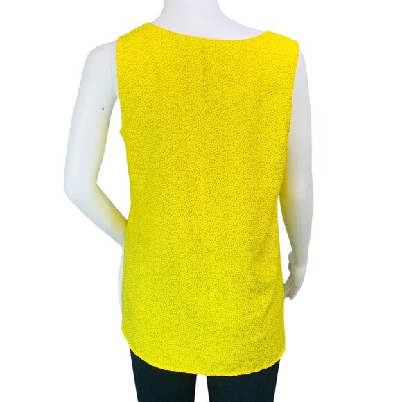 Ann Taylor LOFT Womens Top Sleeveless Shell Yellow Printed Size Small S - Picture 7 of 10